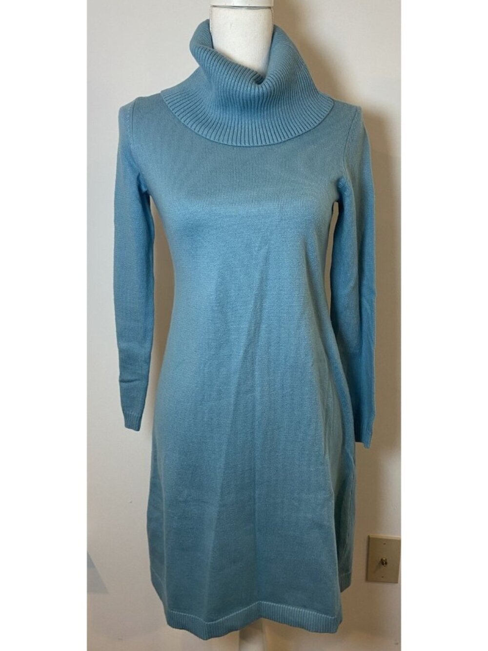 Talbots Sweater Dress Turtleneck Blue Size P Petite Small